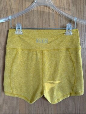 FLEO EUC High-Waist 4” Inseam Butter Yellow Athletic Bike Shorts Women’s Size L